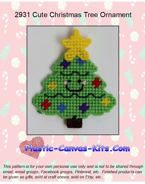 Cute Christmas Tree Ornament- Plastic Canvas Pattern or Kit