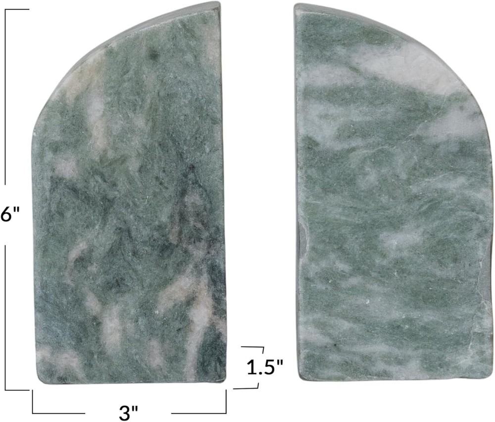 Half Arch Marble Bookends Green