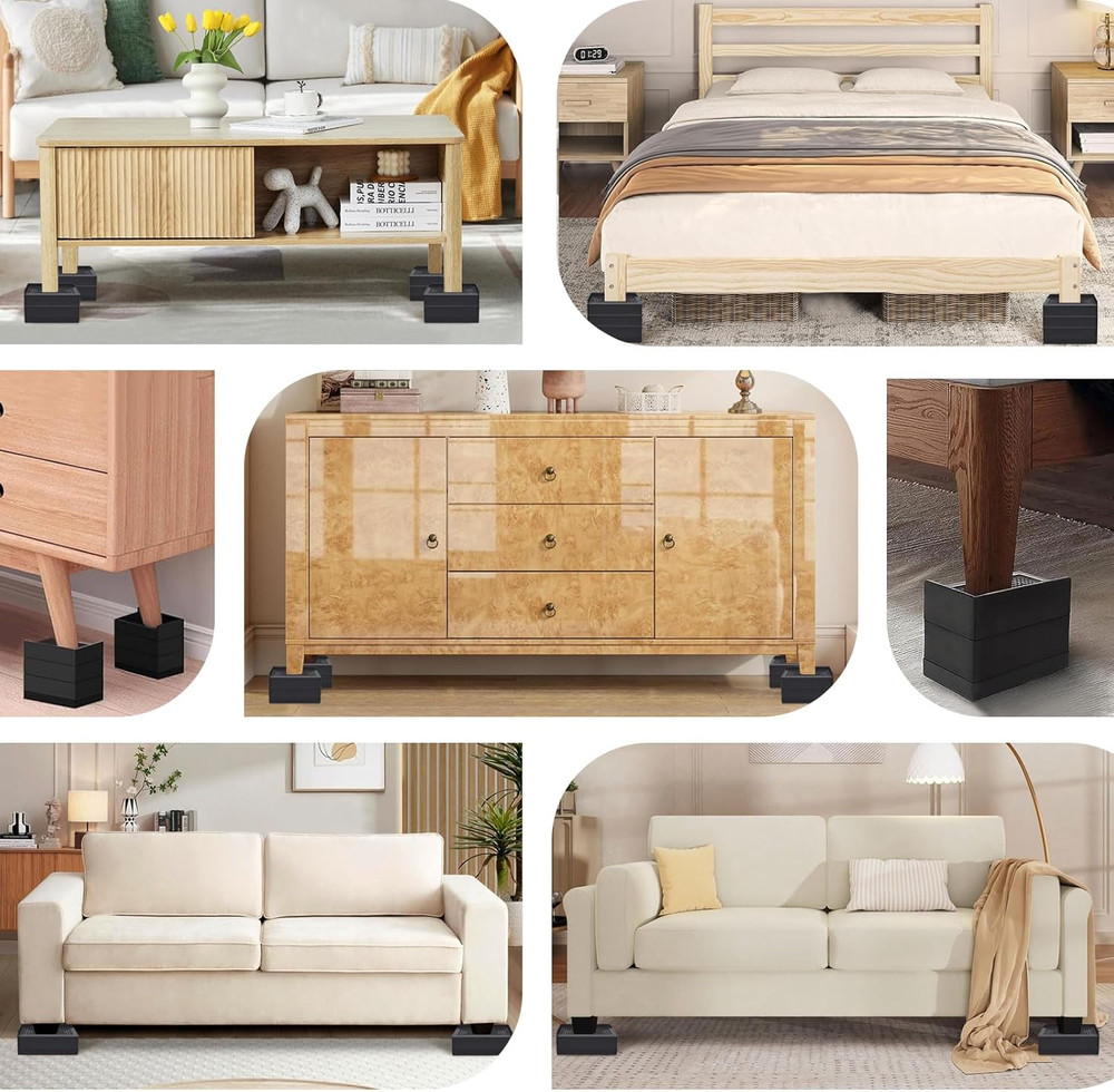 ANNKUT 1.5 Inch Furniture Risers, Rectangle Adjustable Risers Blocks for Bed Sof