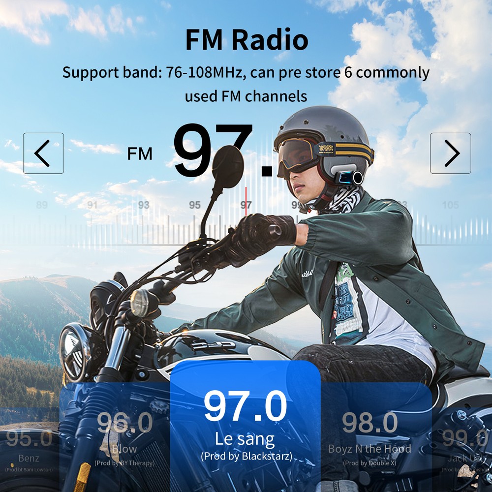 2x FX7 Motorcycle Intercom Headset Bluetooth Helmet 2km 10 Riders Communication