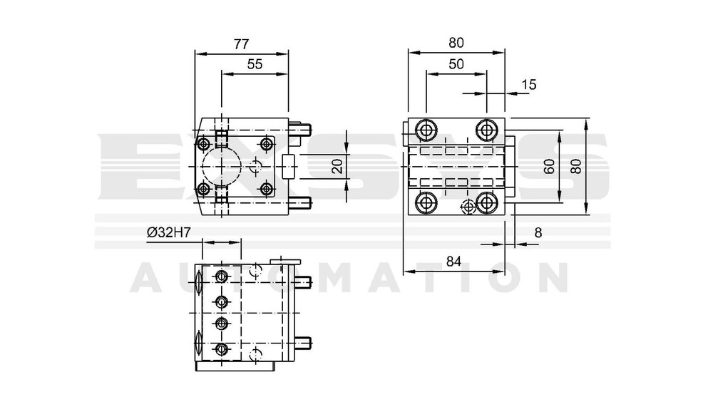 Boring bar holder, angular, left/right hand cylindrical chuck Ø32, 7.071.629