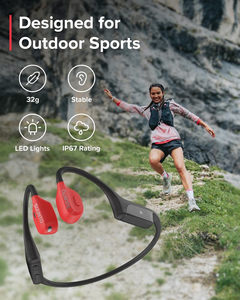 SUUNTO Wing Open-Ear Bone Conduction Headphone, Bluetooth Wireless Sport