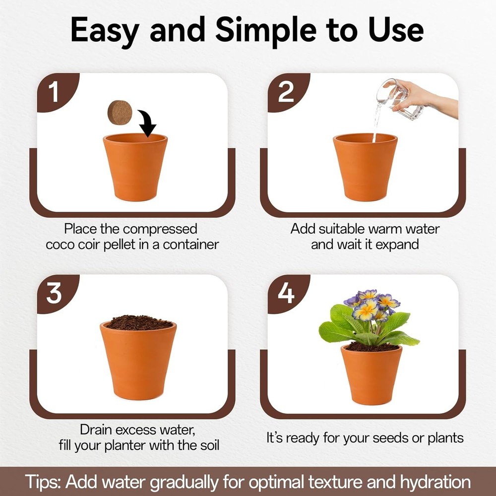 55 Pcs Compressed Coco Coir Pellets, Seed Starter %100 Organic Potted Plants