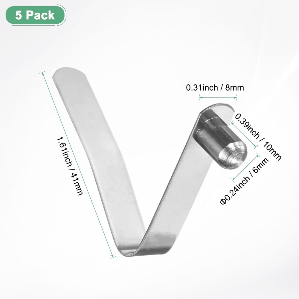 5-Pack Kayak Paddle Snap 6mmx41mm Solid Single Pin V Shaped Spring Steel