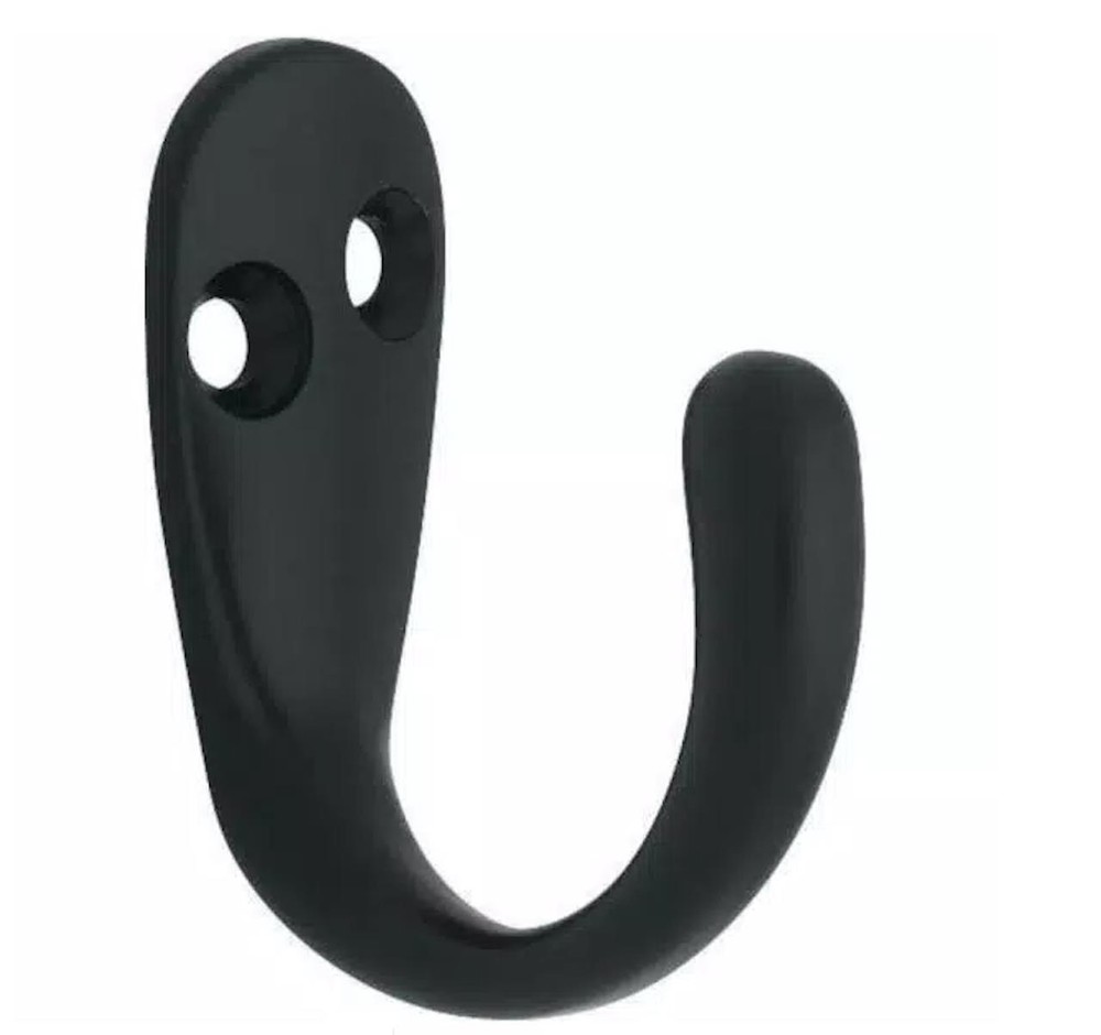 (5 Pack) (6-Pack) Single Prong Robe Hook Flat Black