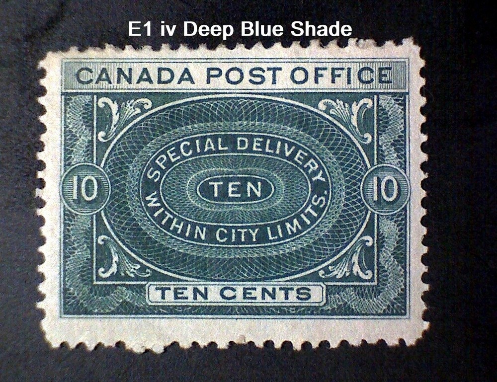 *DEEP BLUE SHADE* 1898 SPECIAL DELIVERY Canada Scott #E1 iv MINT Partial HR
