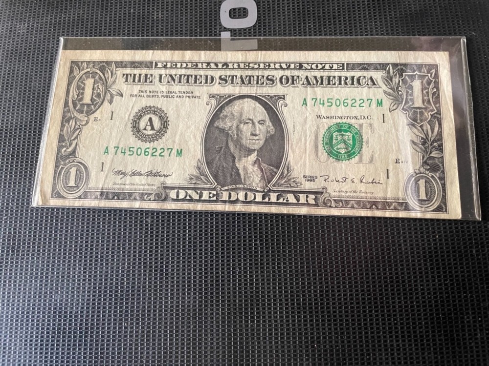 rare unusual offset partial front to back 1$ 1995