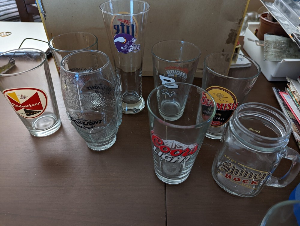 Coors, Budweiser, Miller, Sam Adams Beer Glasses