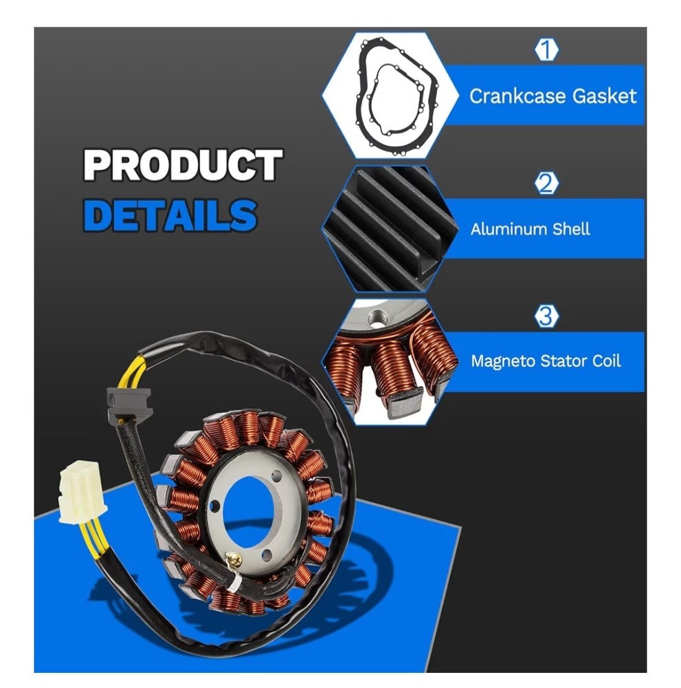 Stator with Regulator Rectifier with Gasket Kit Compatible with 2006-2012 Suzuki