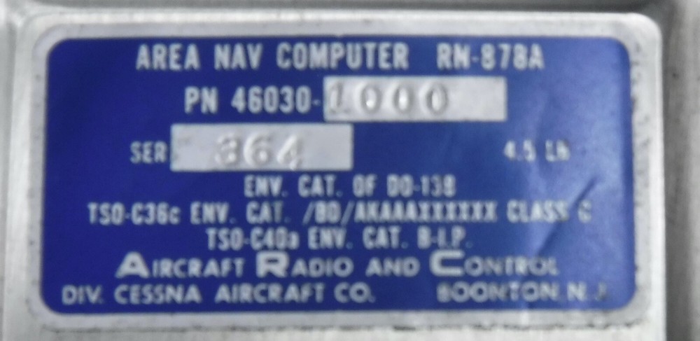 RN-878A AREA NAV COMPUTER FREE SHIPPING