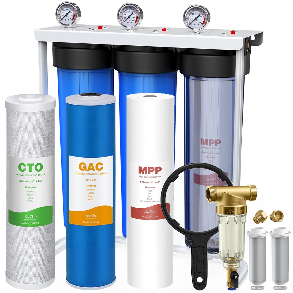 3-Stage 20x4.5" Big Blue Whole House Water System Spin Down Sediment Pre-filter