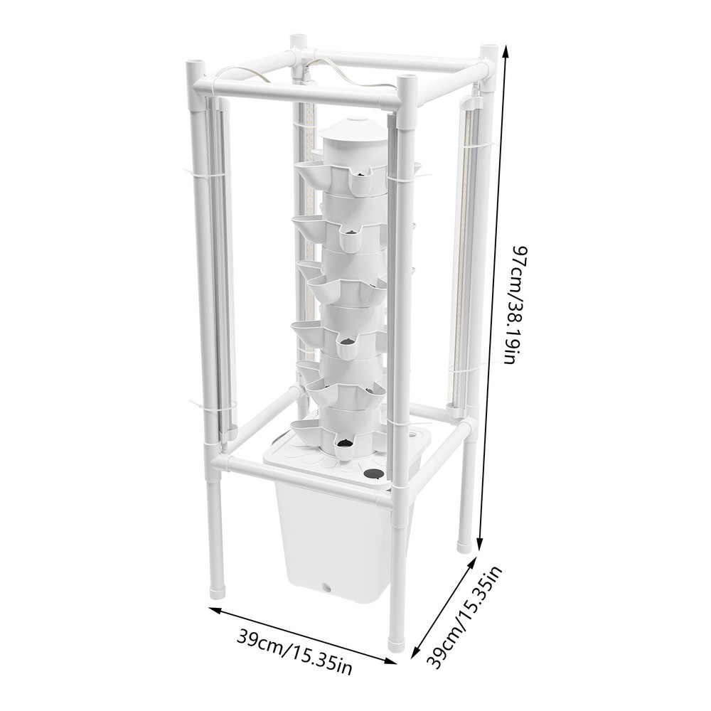 30-Pot Vertical Hydroponic Tower System Set with LED Lighting & Auto-Watering