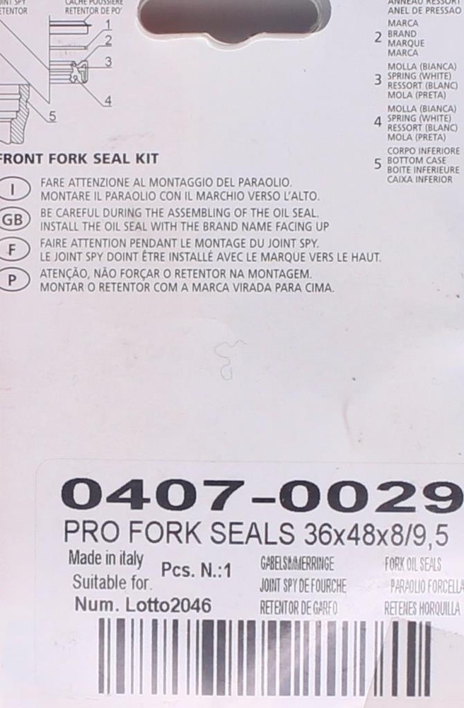 Fork Seal Kit 36x48x8/9 Part Number - 0407-0029