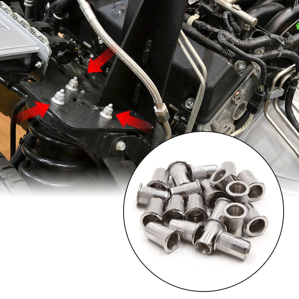 20pcs M8 304 Thread Flat Nut Rivet Car Threaded Insert