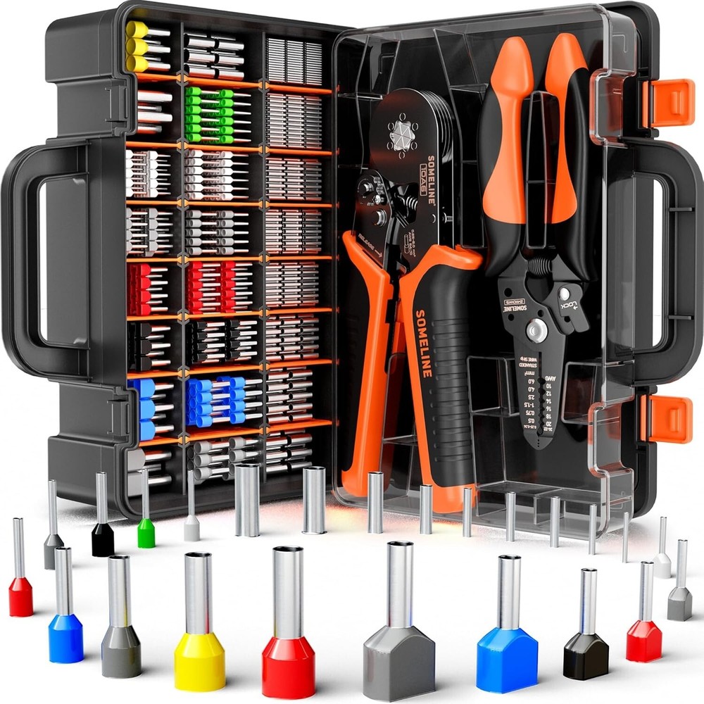 Complete Crimping Tool Kit: 24 Sizes Insulated Ferrules with Wire Stripper