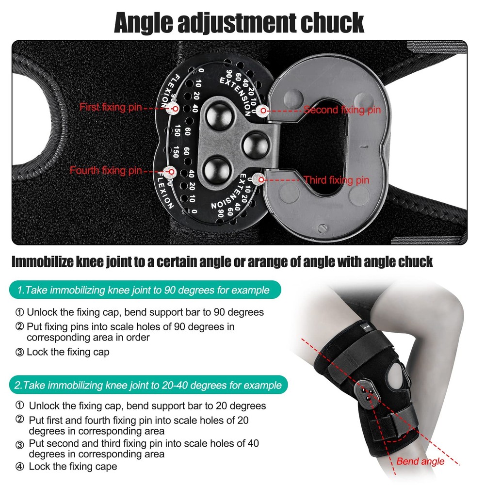 NEENCA Hinged Knee Brace Knee Immobilizer with Locking Dials & Side Stabilize...