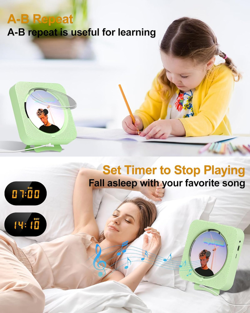 CD Player Portable Bluetooth Desktop CD Player for Home, Mini Cute CD Players fo