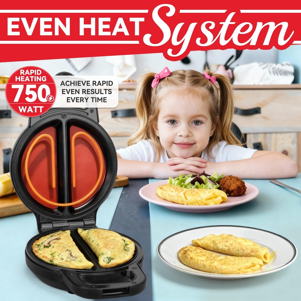 SugarWhisk Flip Omelette Maker Electric, Pan Standard, Graphite