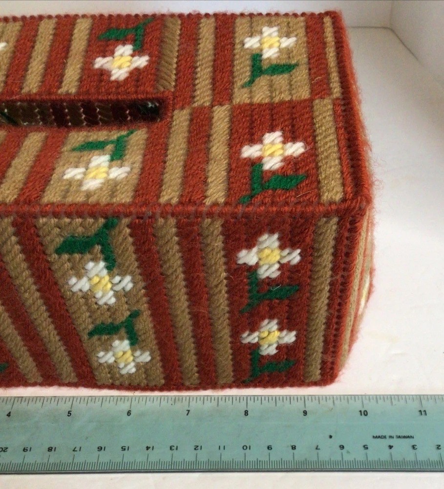 Vintage Tissue Box Cover Plastic Cross Stitch