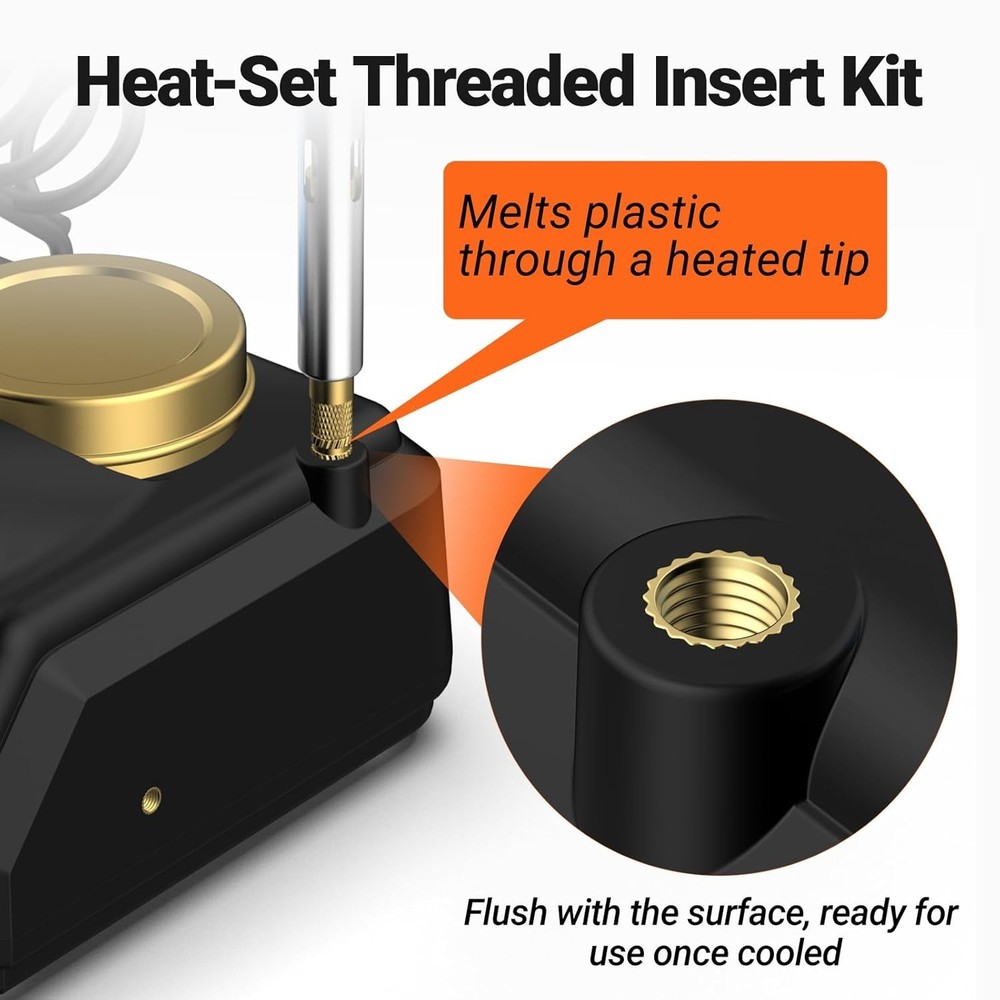 Heat-Set Insert Tip Set - with Soldering Iron and 130Pcs Thread Inserts, for ...