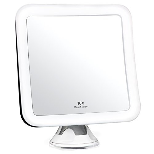 10X Magnifying Lighted Makeup Mirror - Daylight LED, Compact, Cordless, Suction,