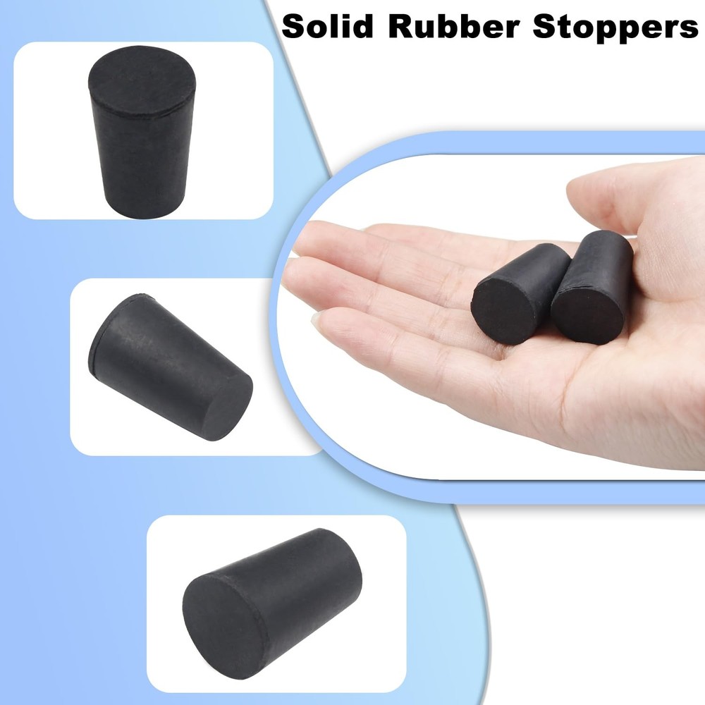 10pcs 0# Black Tapered Shaped Solid Rubber Stopper for Lab Black-0#,