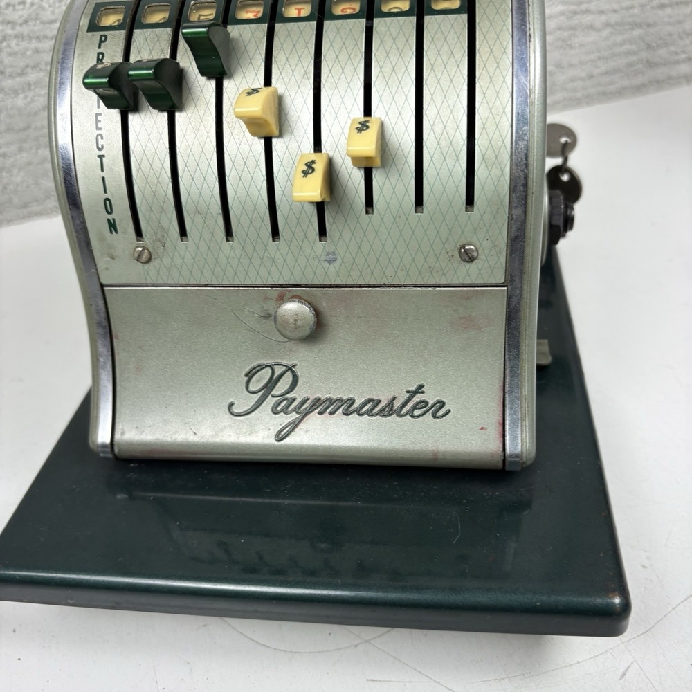 Paymaster X-2000 Check Writer w/ Keys Vintage Locked Needs Service