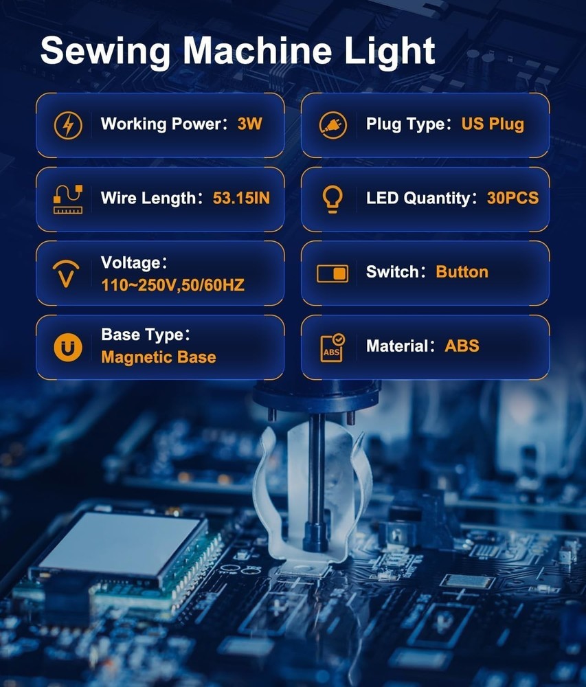 Sewing Machine Light with Rotation and Dimmable, Portable Work Light with Fle...