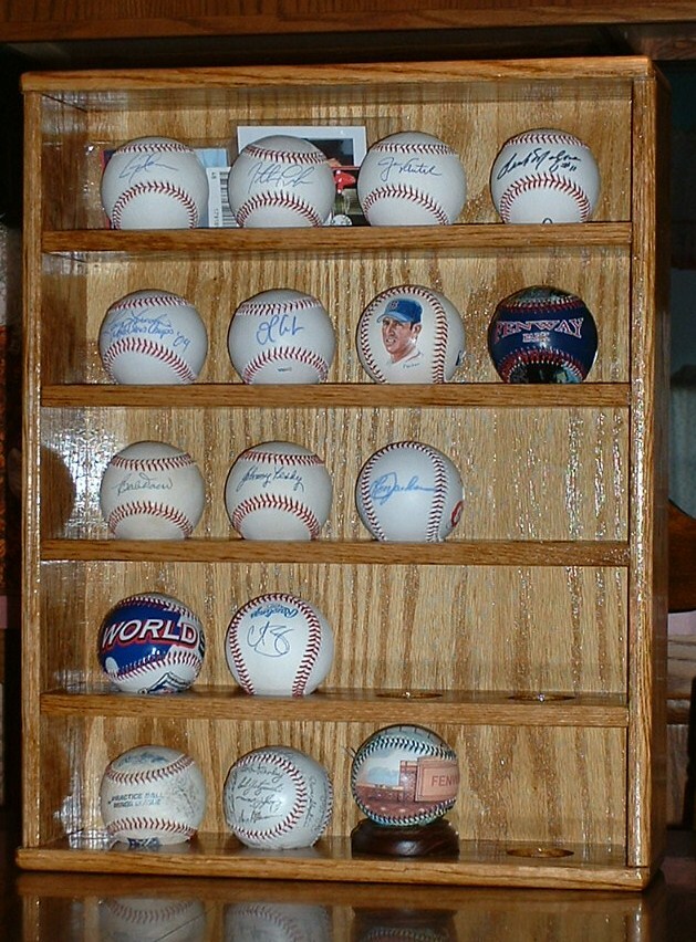 solid oak 20 baseball ball rack display case shelf plexi front made in the usa