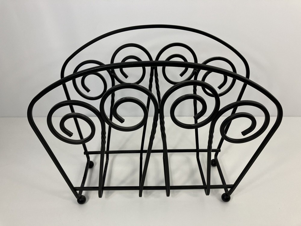 Wrought Iron Black Scroll Magazine Rack Holder