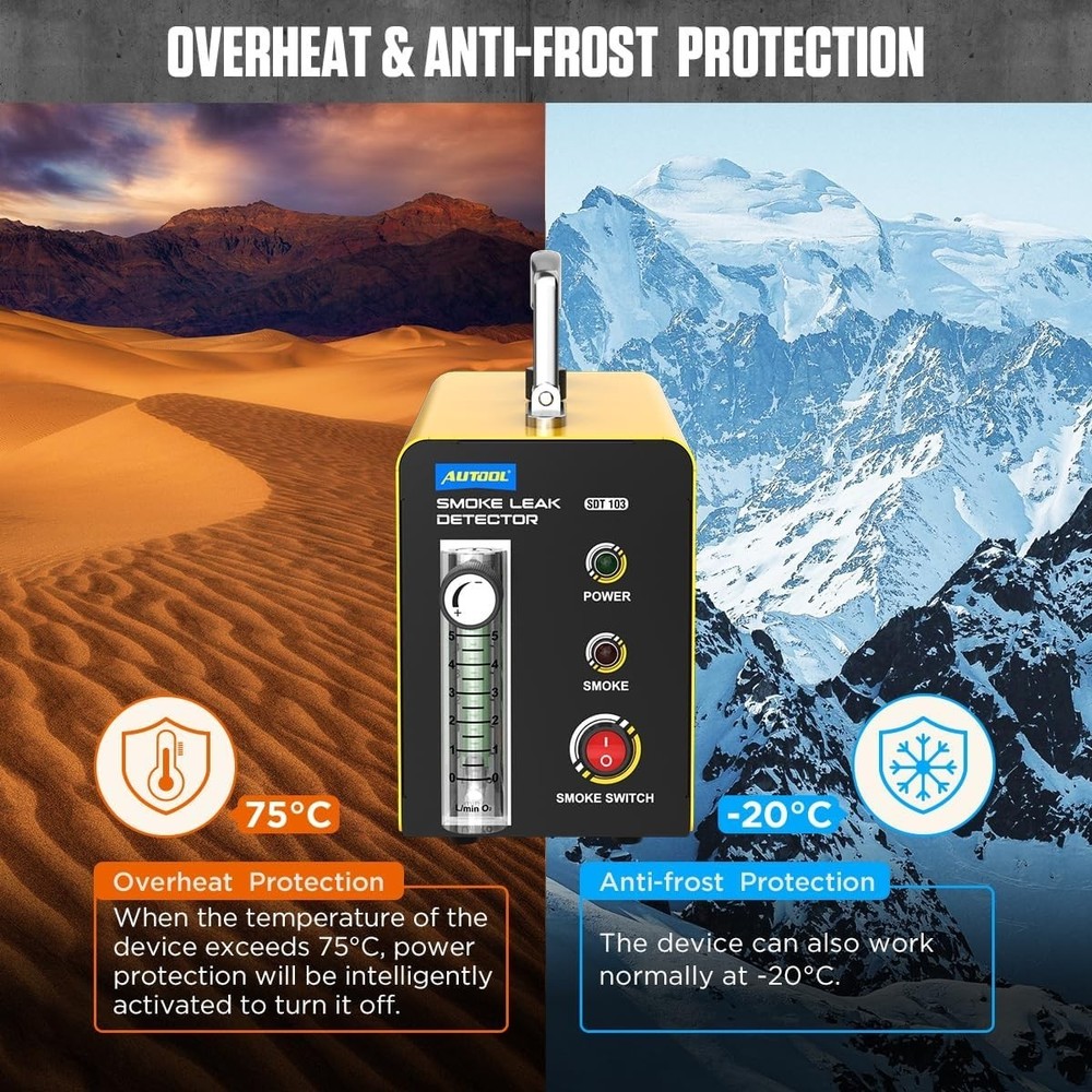 Efficient Automotive Leak Detector with External Flow Meter - 12V Compatibility