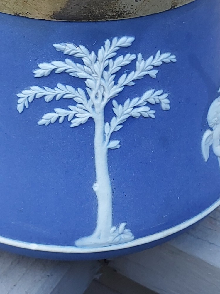 Antique Cobalt Blue Wedgwood Jasperware Cracker Biscuit Jar