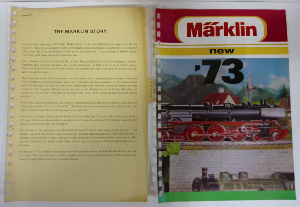 Vintage Marklin New 1973 Catalog