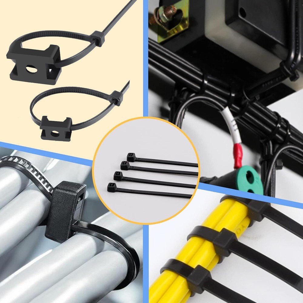 Self-Locking Cable Zip Tie Saddle Type Mounts Base,Mounting Hole Cable Ties