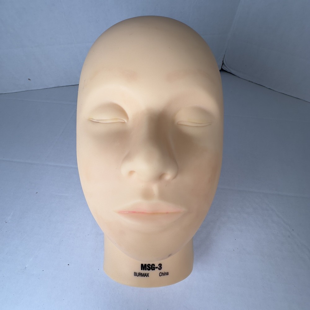 COSMETOLOGY MANNEQUIN Practice Face Make-up EyeLashes Massage Model BURMAX MSG-3