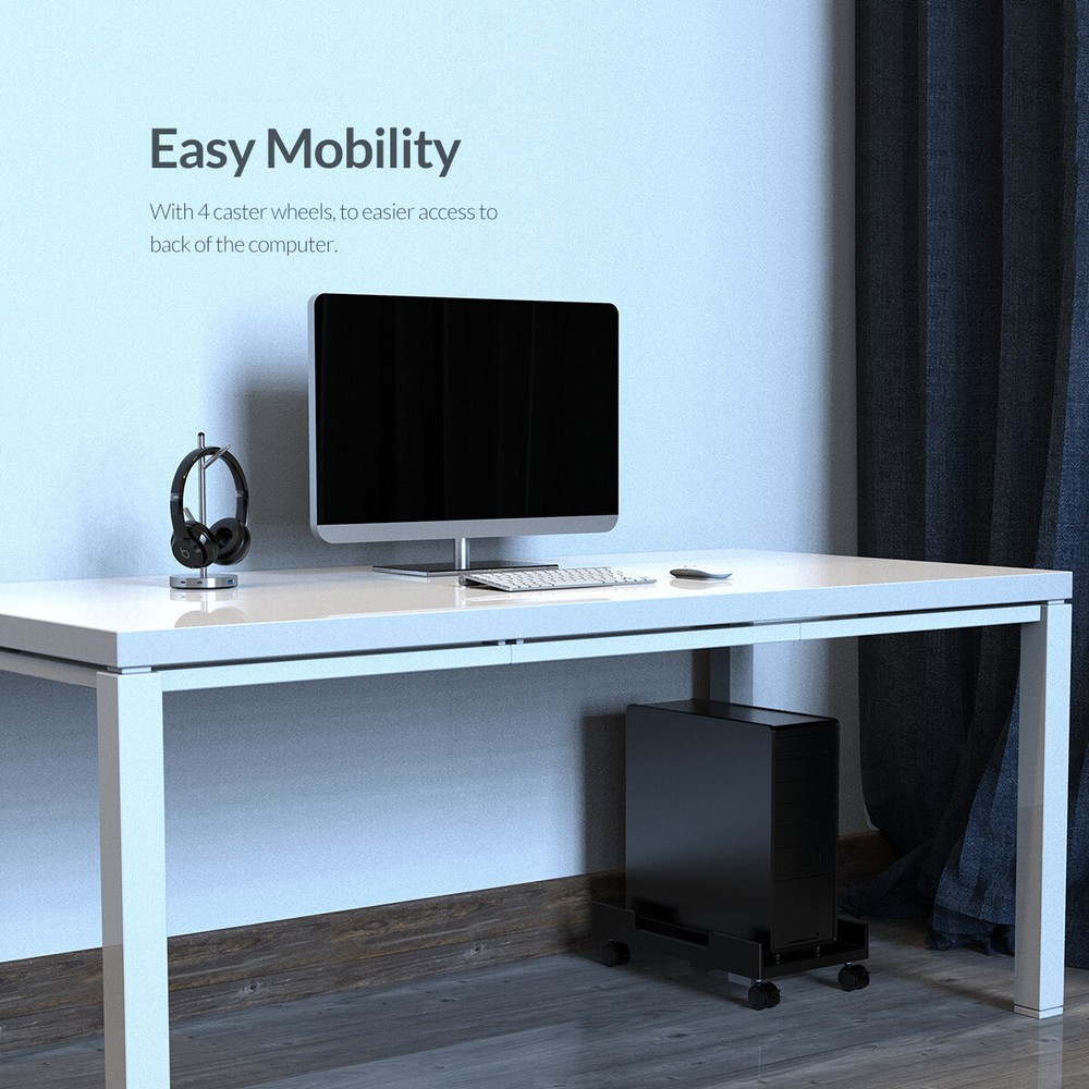 ORICO Mobile CPU Stand Adjustable Computer Tower Desktop Holder +4 Caster Wheels