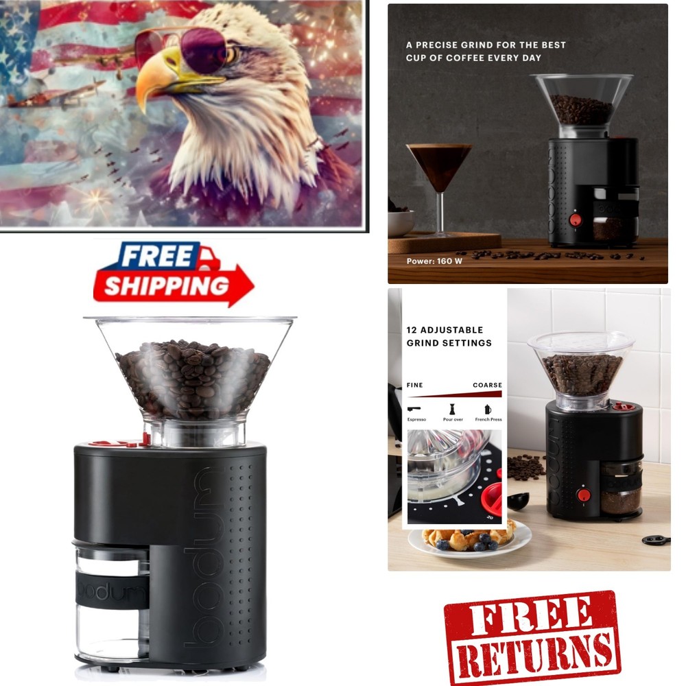 High-Quality Conical Burr Coffee Grinder with Adjustable Timer & 12 Settings