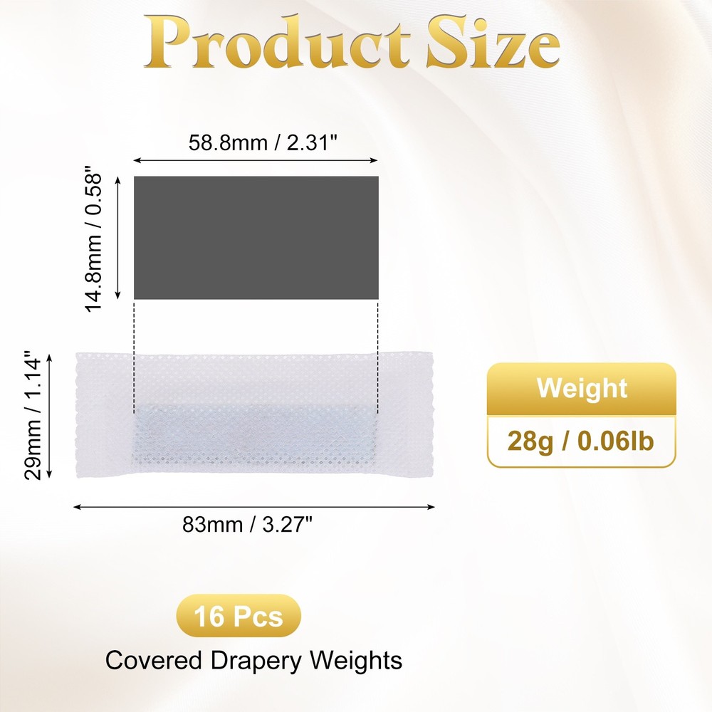 16Pcs Covered Drapery Weights, 28g Iron Curtain Bottom Weights, White