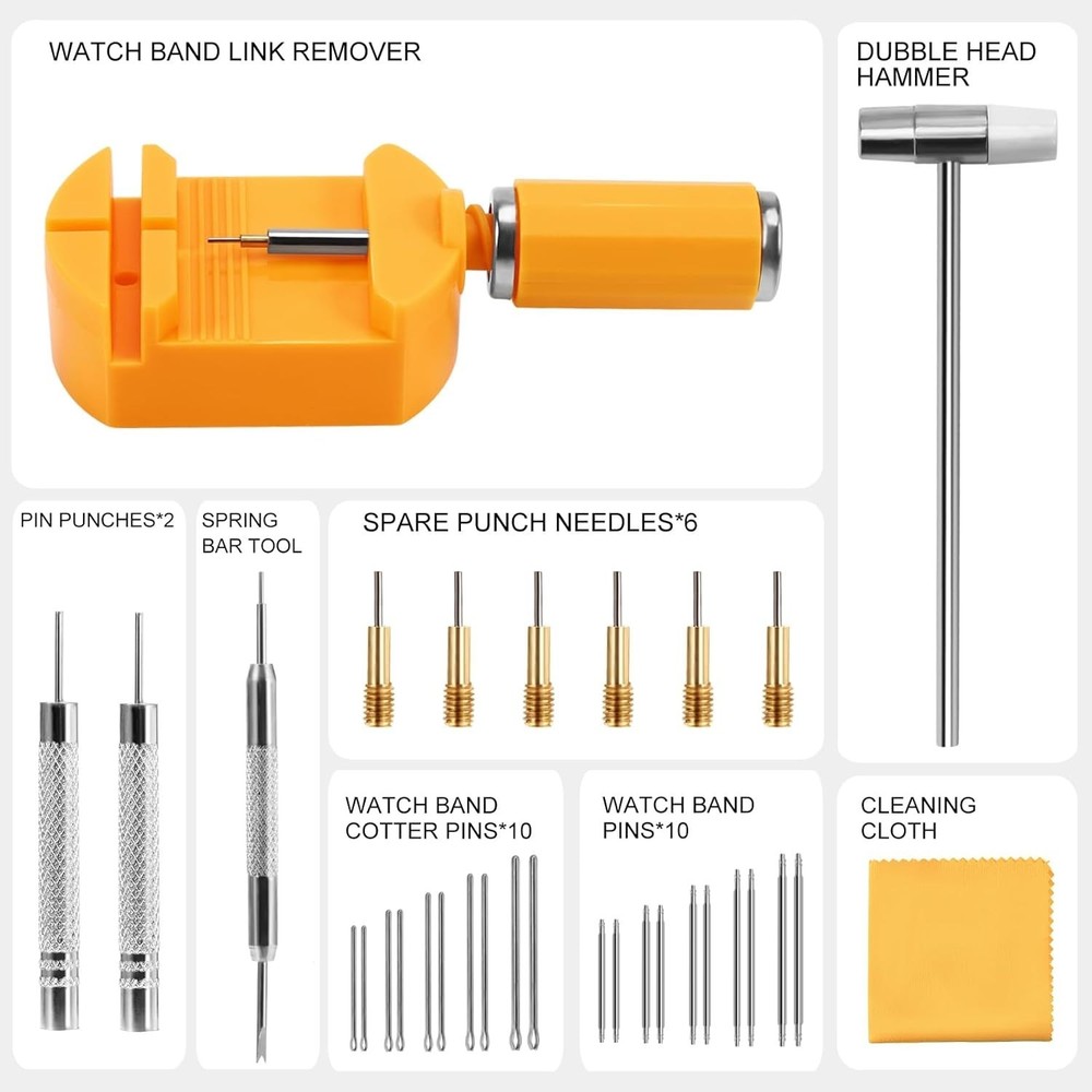 Professional 32-Piece Watch Repair Kit - Includes Tools, Spares, Safety Tips