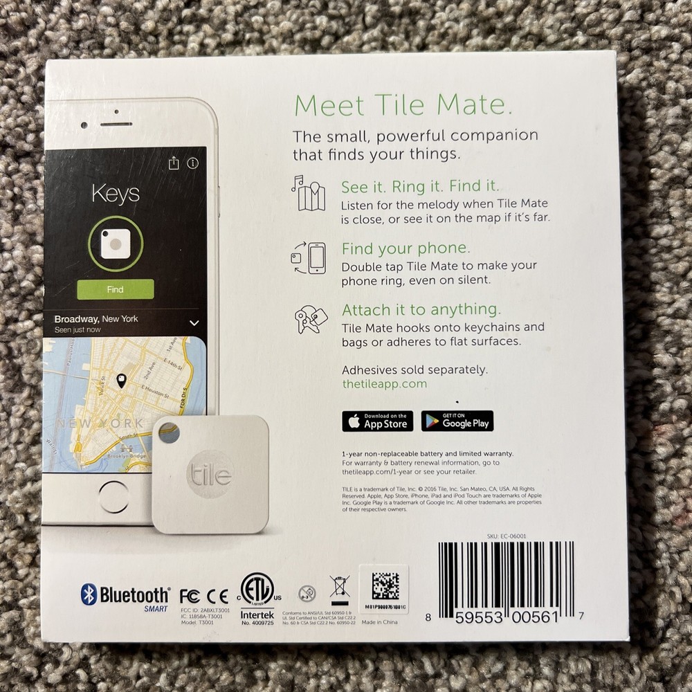 TILE MATE Model T3001 - 2016 - Bluetooth - Brand New