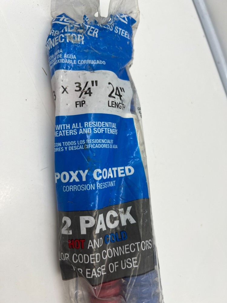(QTY 2) Home Flex HFWC-07RB-24 3/4" FIP x 3/4" FIP 24" Water Heater Connector