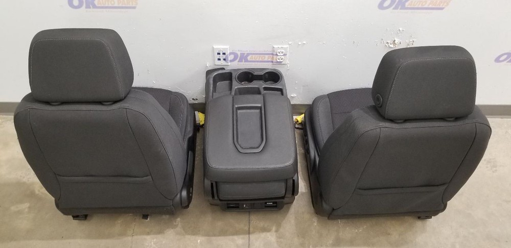 20 CHEVY SILVERADO 1500 LT FRONT SEAT SET WITH CONSOLE BLACK CLOTH HEATED