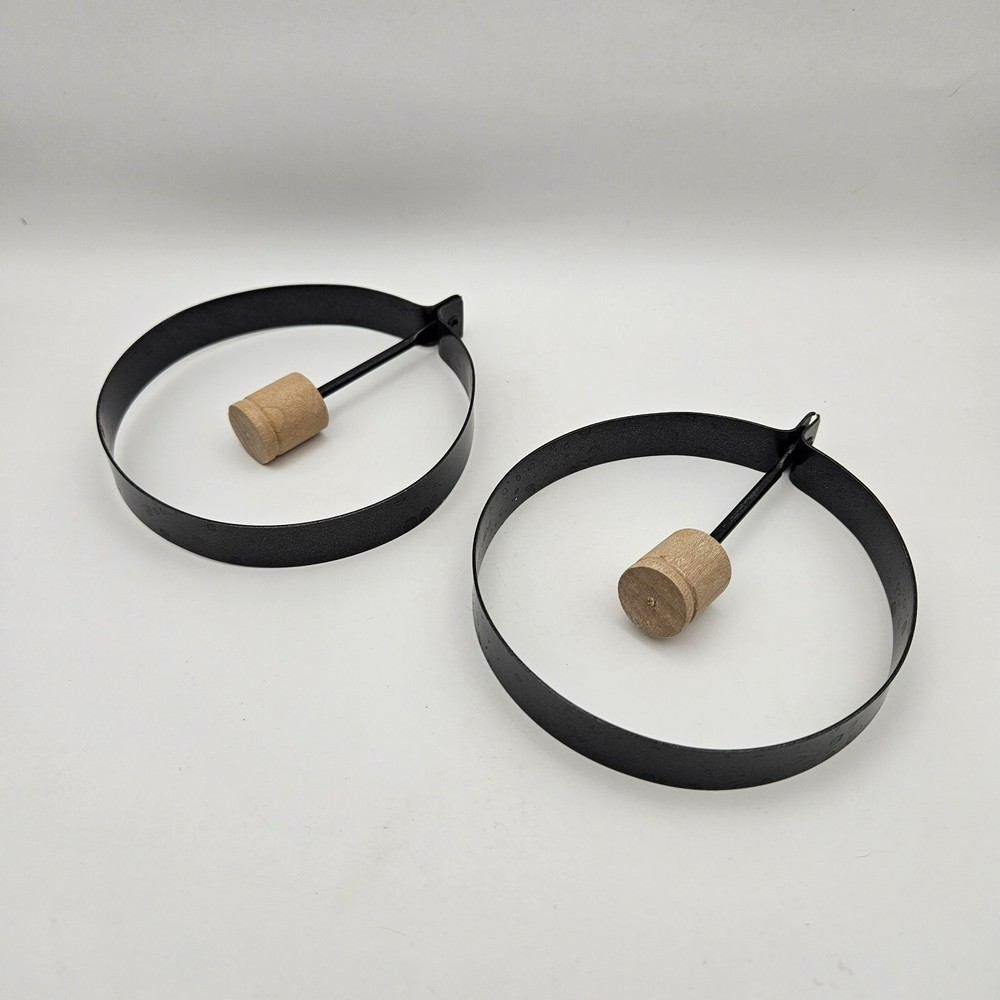 Pair of Non-stick egg rings with folding handle