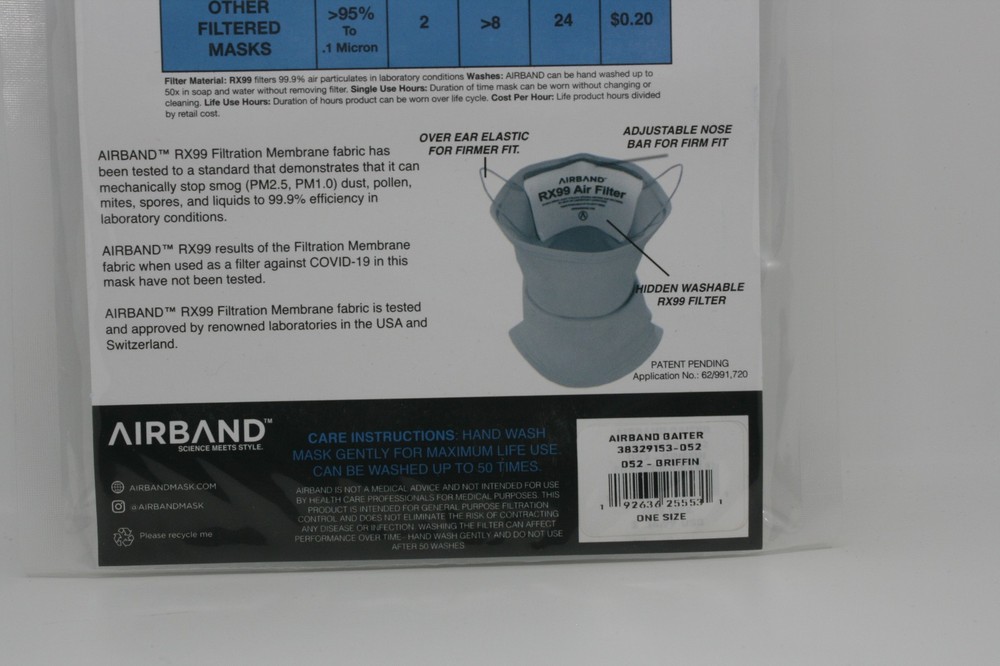 Airband Neck Gaiter Mask RX99 Filter Gray