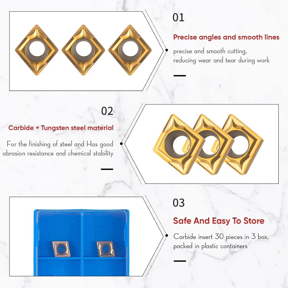Versatile Lathe Boring Set: 14 Pieces with 4 Holders & 10 Inserts Included