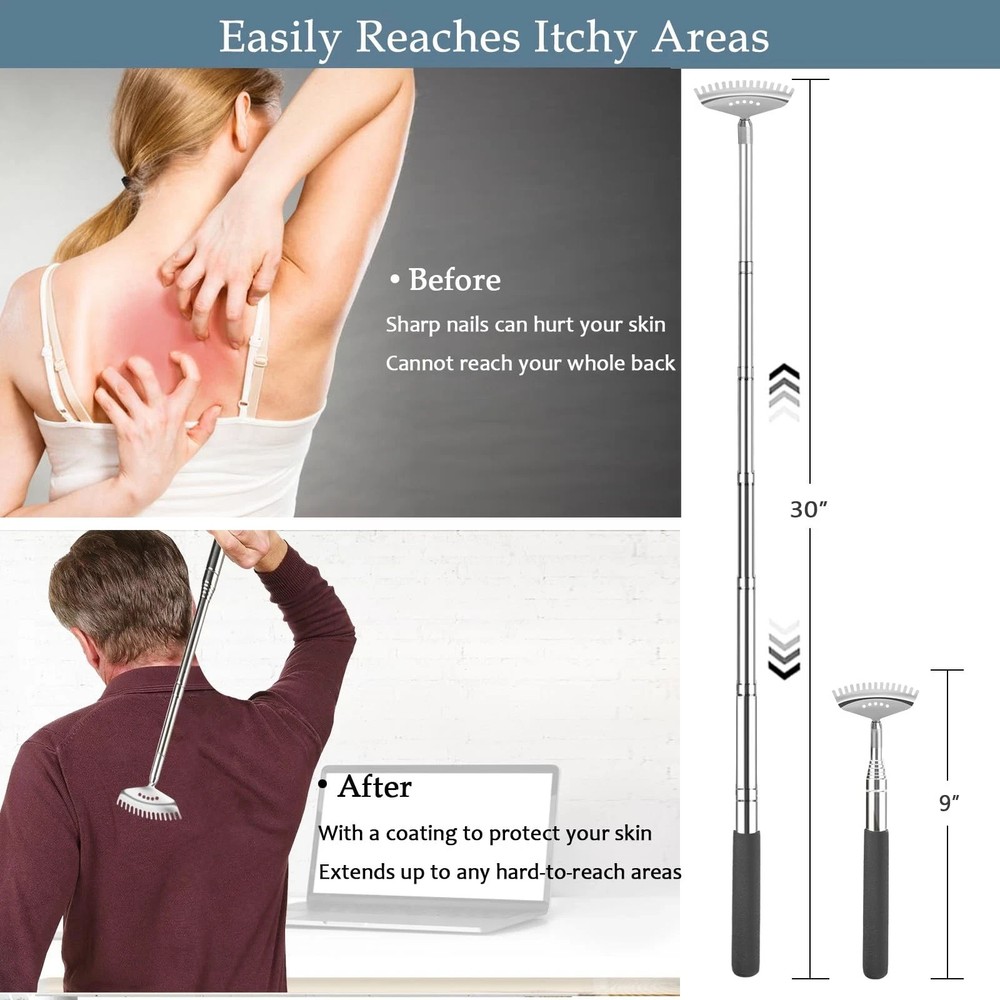 2 Pack Oversized Extendable Back Scratcher for Men & Women – Adjustable Length