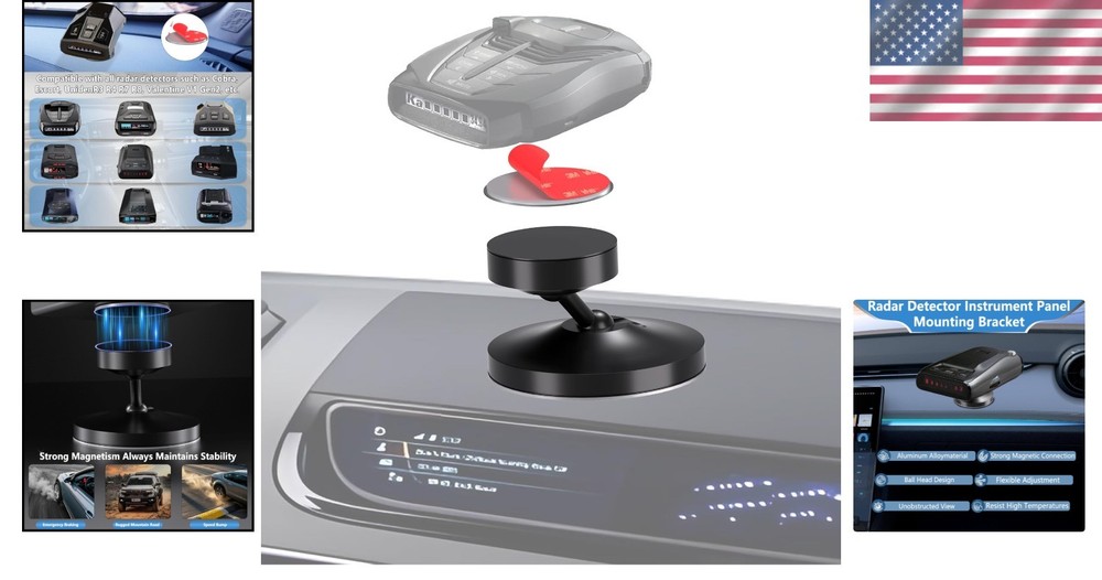 Universal Dashboard Radar Detector Mount with Strong Magnetic Hold - Adjustable