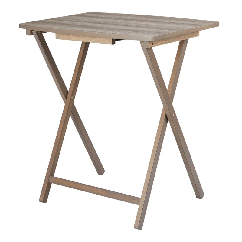 Rustic Gray Oversized Tray Table - Indoor Folding Design, 26" x 23.6" x 17.7"