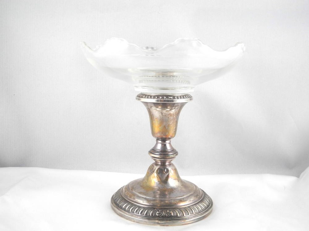 Frank M. Whiting & Co. Sterling Silver and Crystal Candy Dish 2155