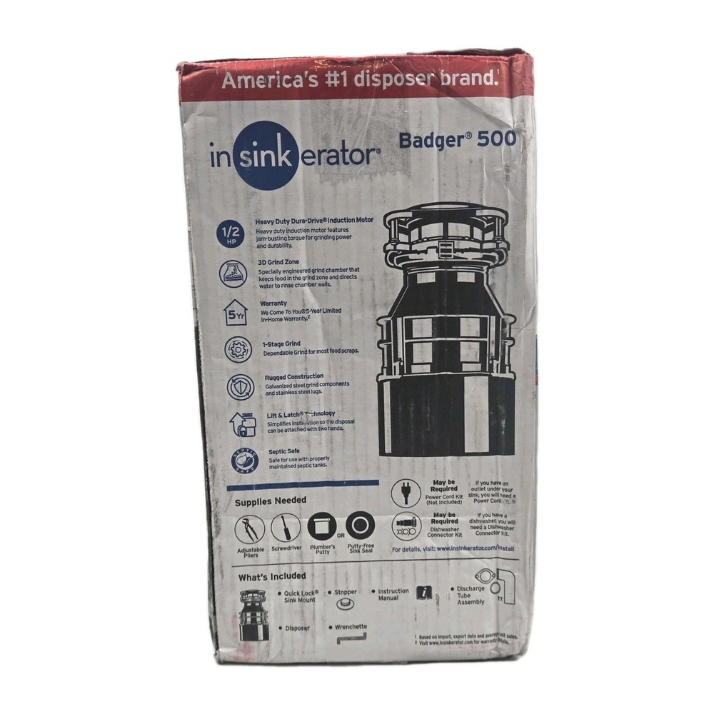 InSinkErator Badger 500, 1/2 HP Continuous Feed Kitchen Garbage Disposal